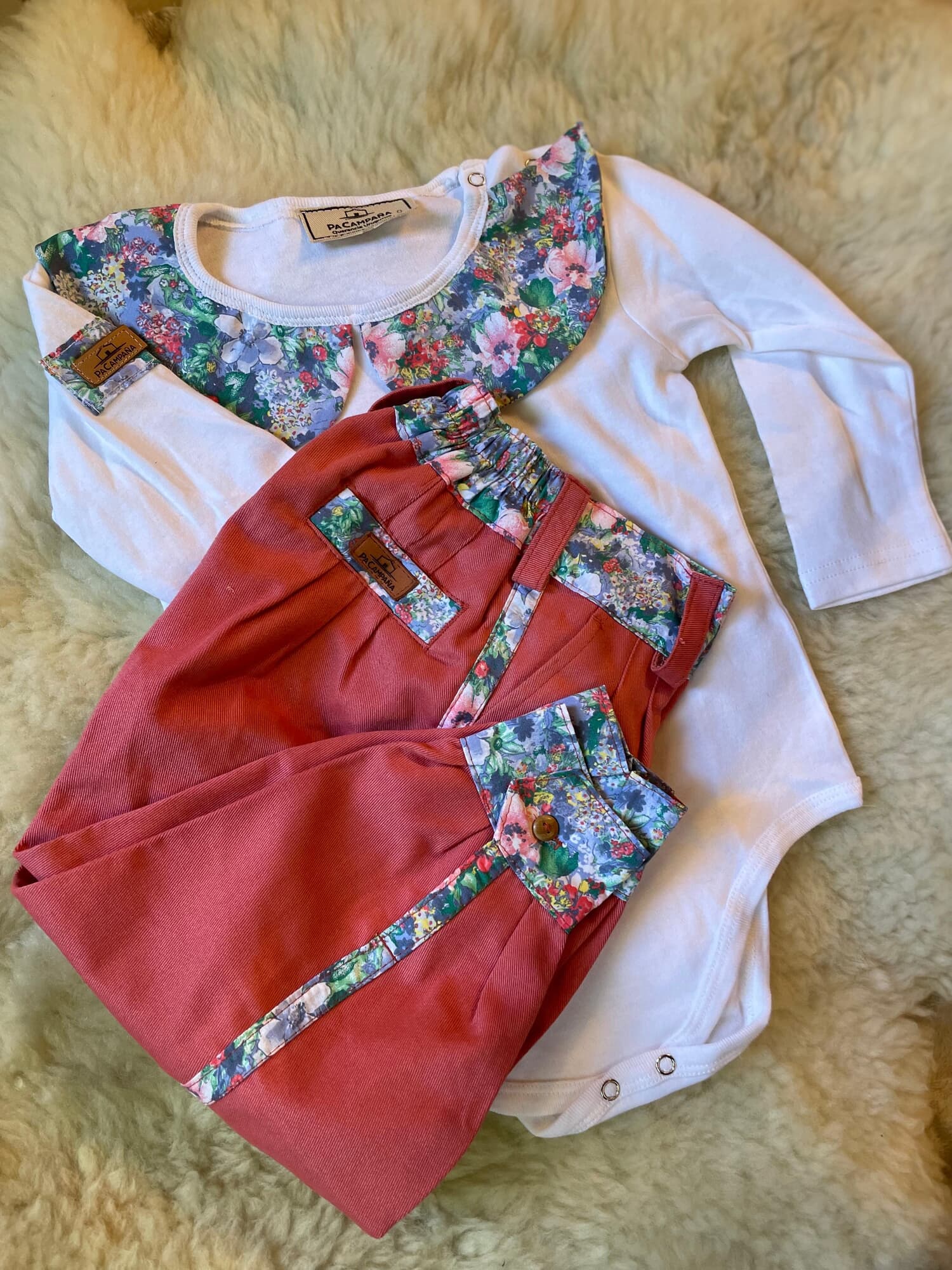 Conjunto bombacha y body Flor Azul