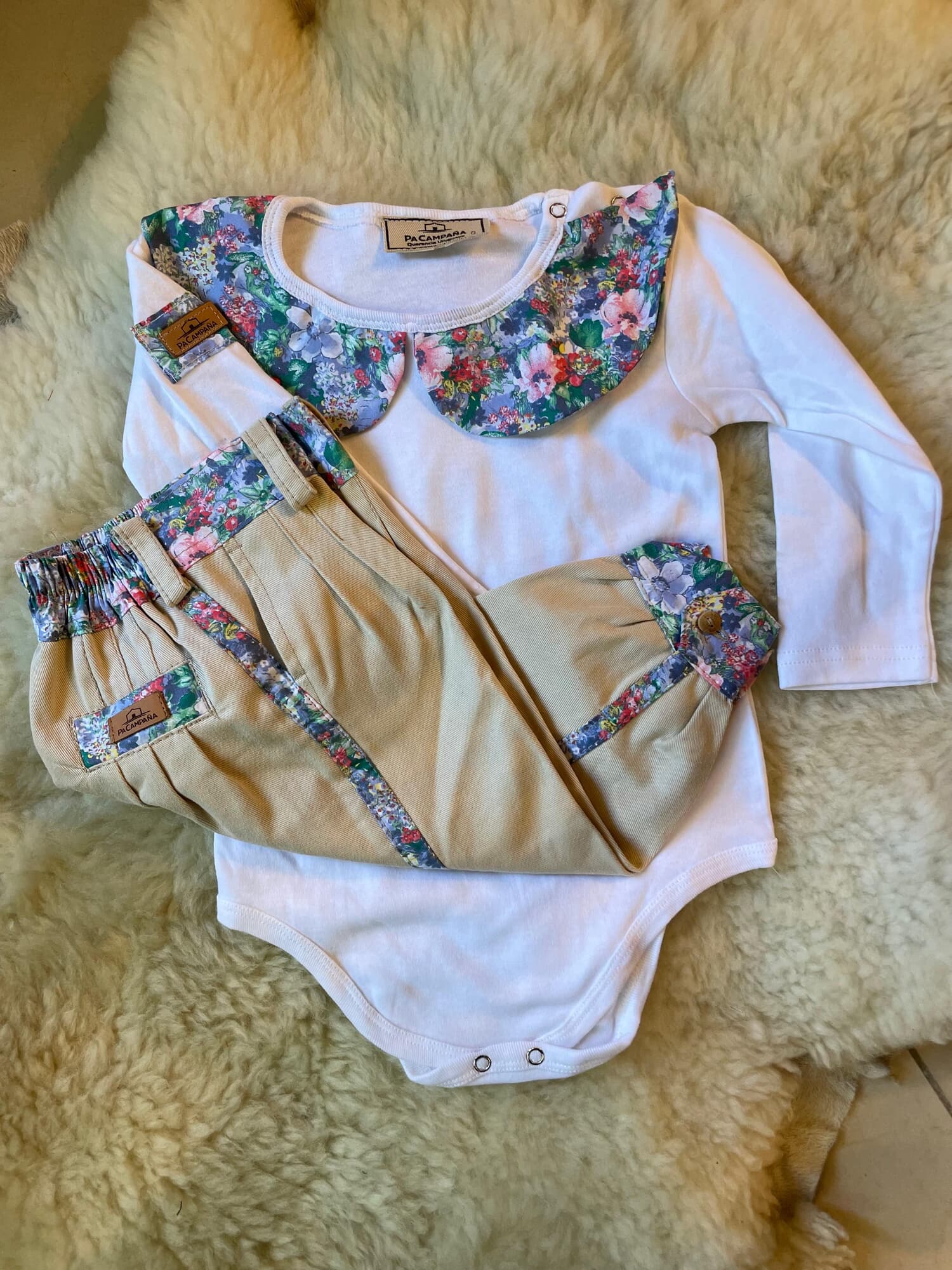 Conjunto bombacha y body Flor Azul