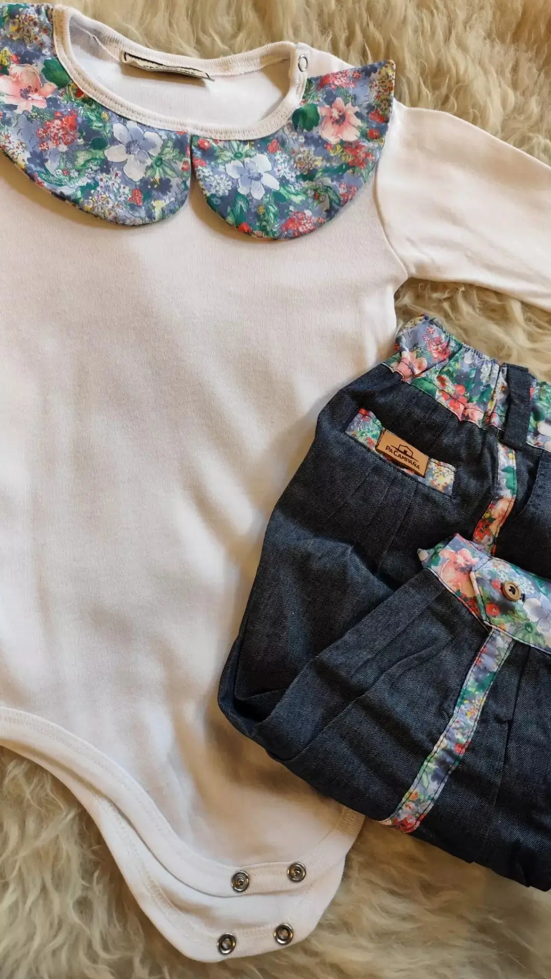 Conjunto bombacha y body Flor Azul