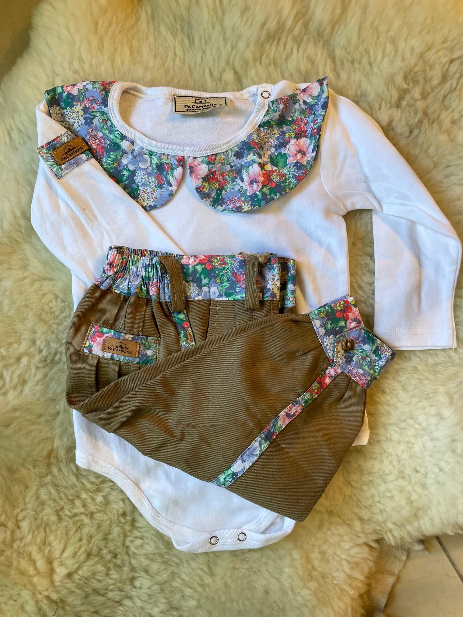 Conjunto bombacha y body Flor Azul