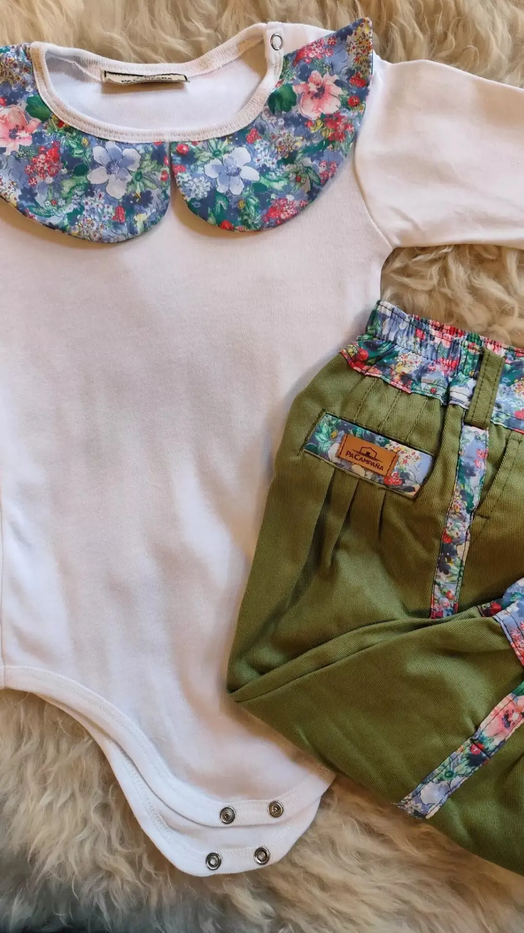 Conjunto bombacha y body Flor Azul