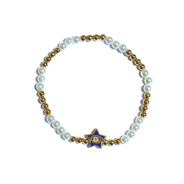 Pulsera Ojo Turco estrella esferas doradas