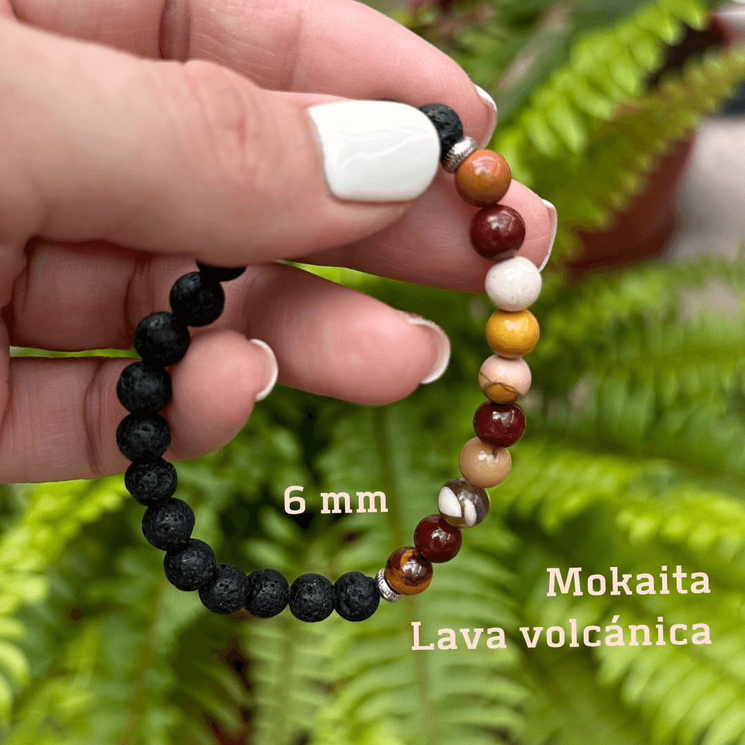 Pulsera Mokaita con lava 6mm