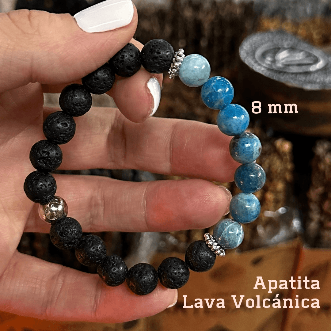 Pulsera Apatita con lava 8mm
