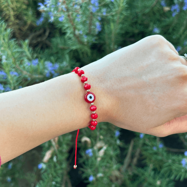 Pulsera Ojo Turco esferas lisas y doradas