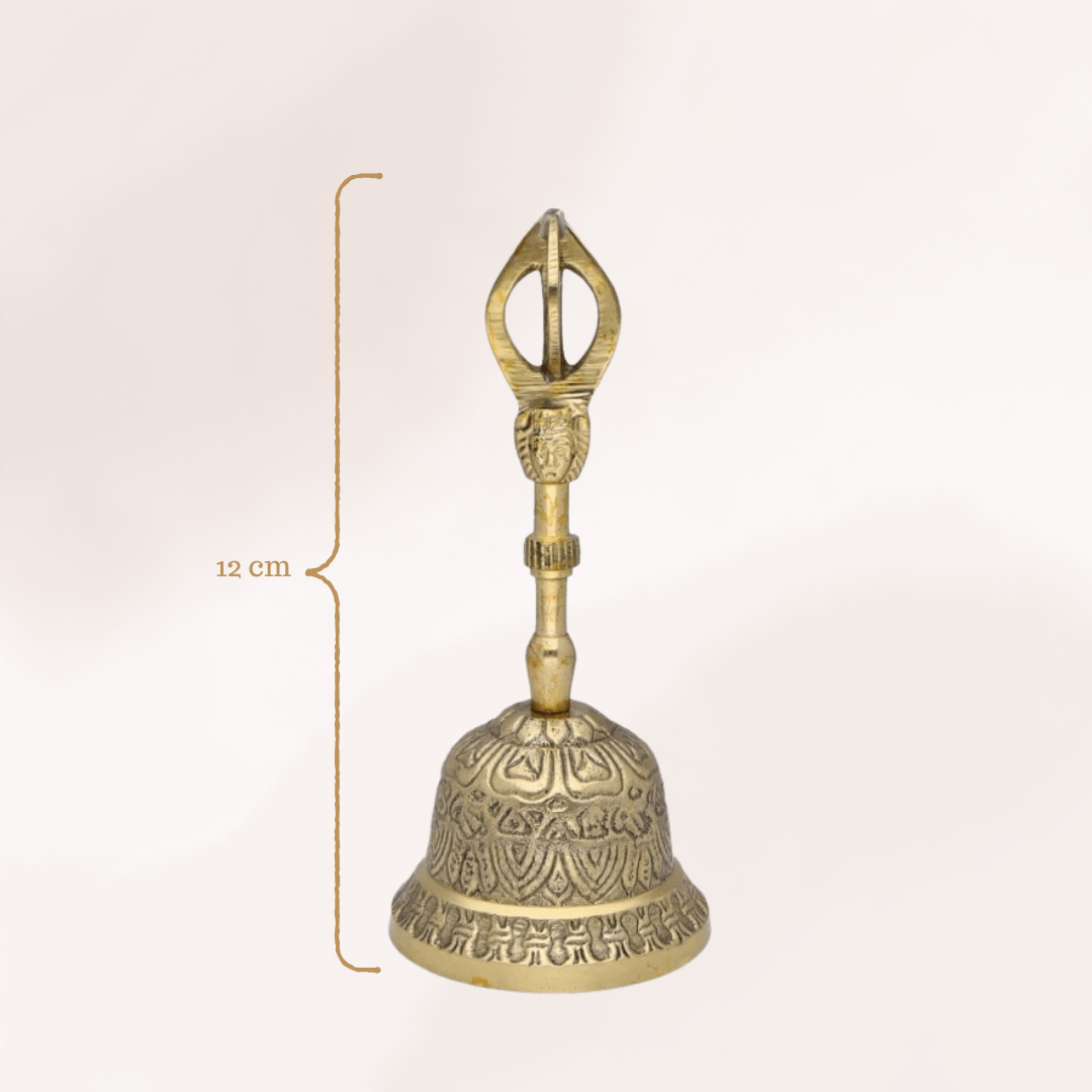 Campana bronce indú tibetana labrada
