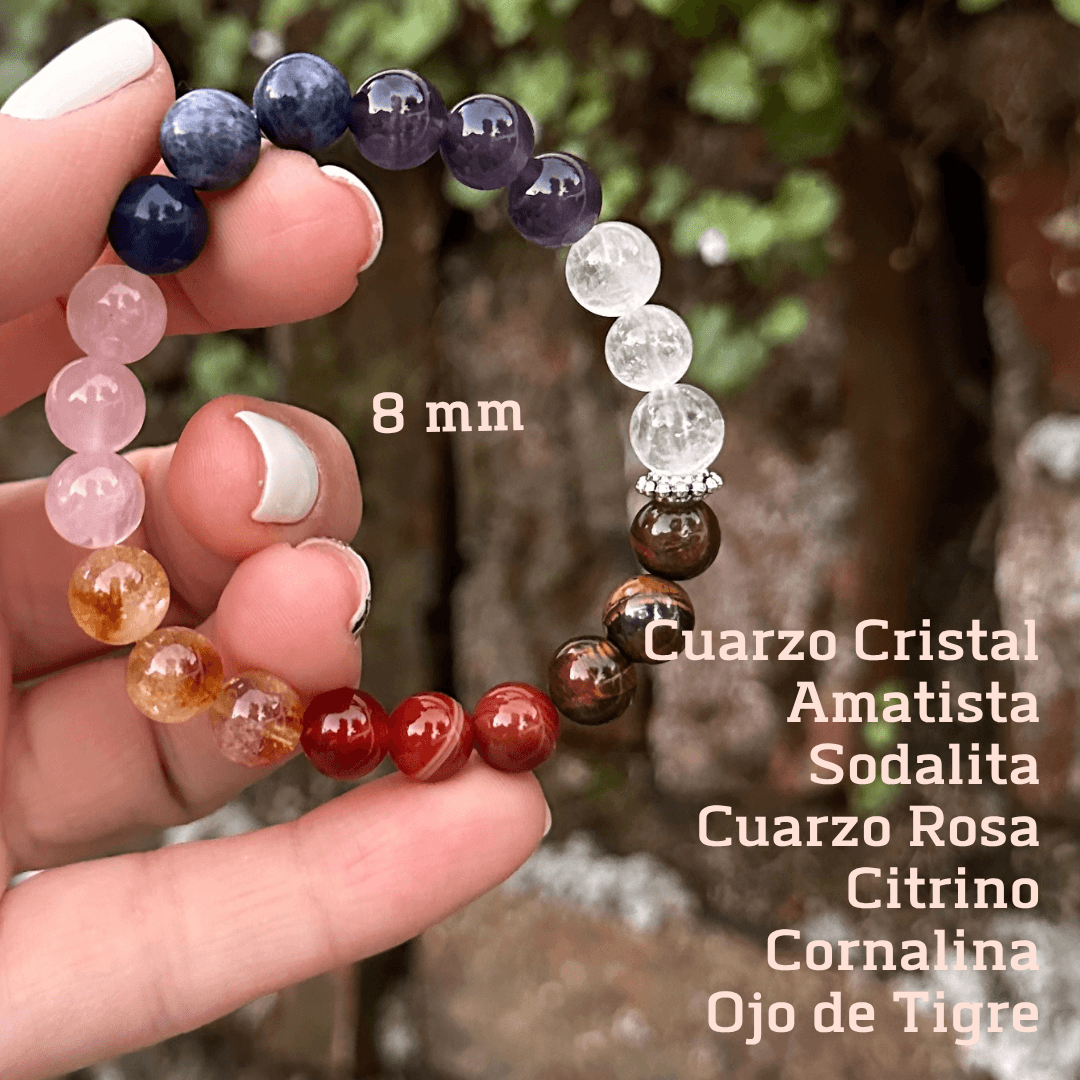 Pulsera 7 Chakras cuarzo 8mm variante 1