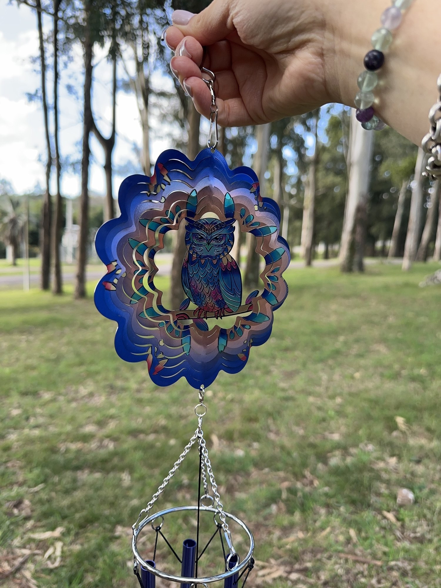 Mandala con llamador de ángel Búho