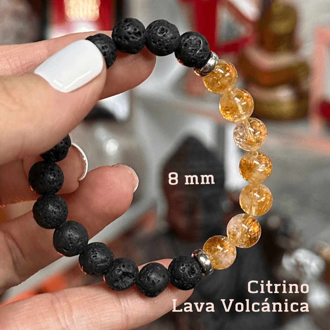 Pulsera Citrino con lava 8mm