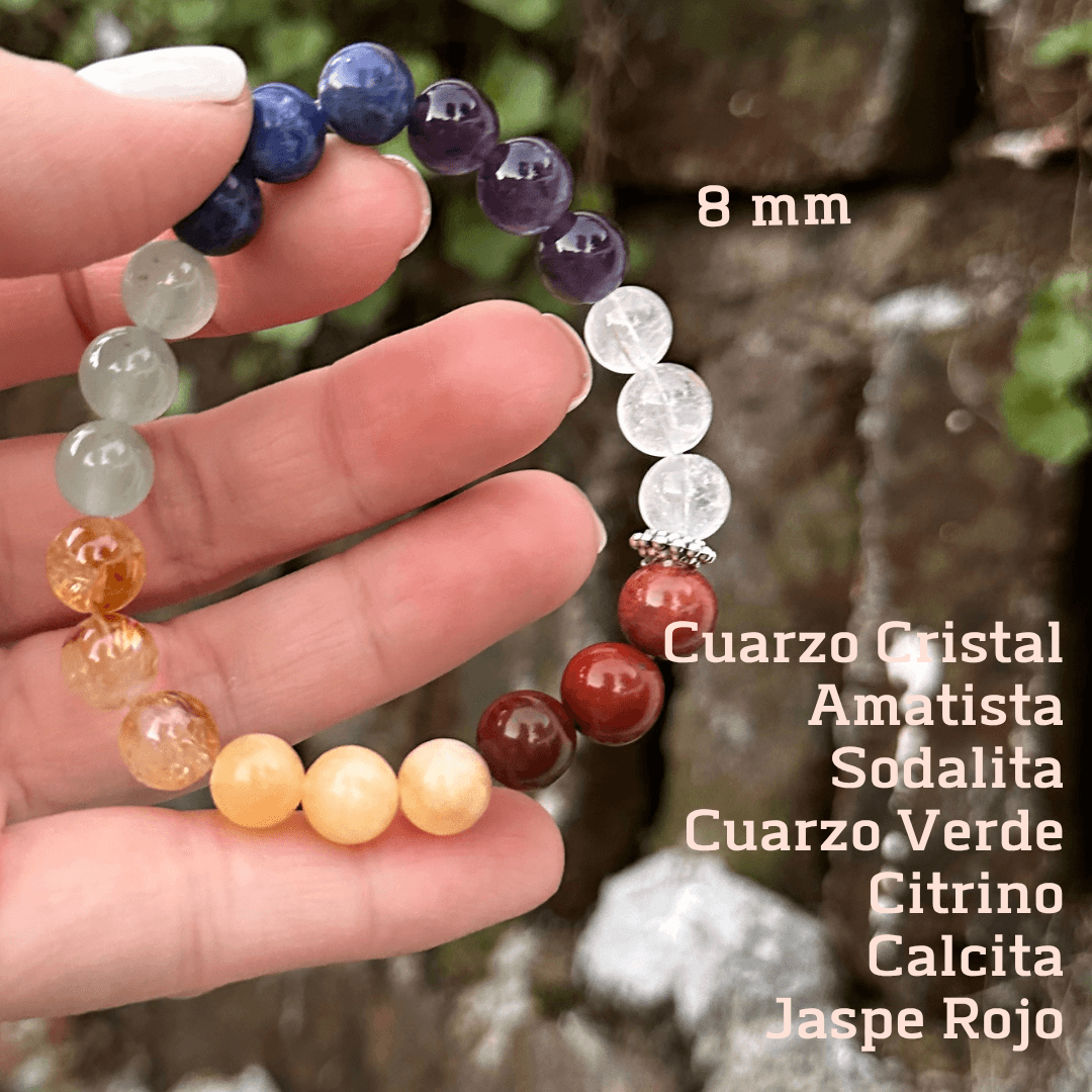 Pulsera 7 Chakras cuarzo 8 mm variante 2