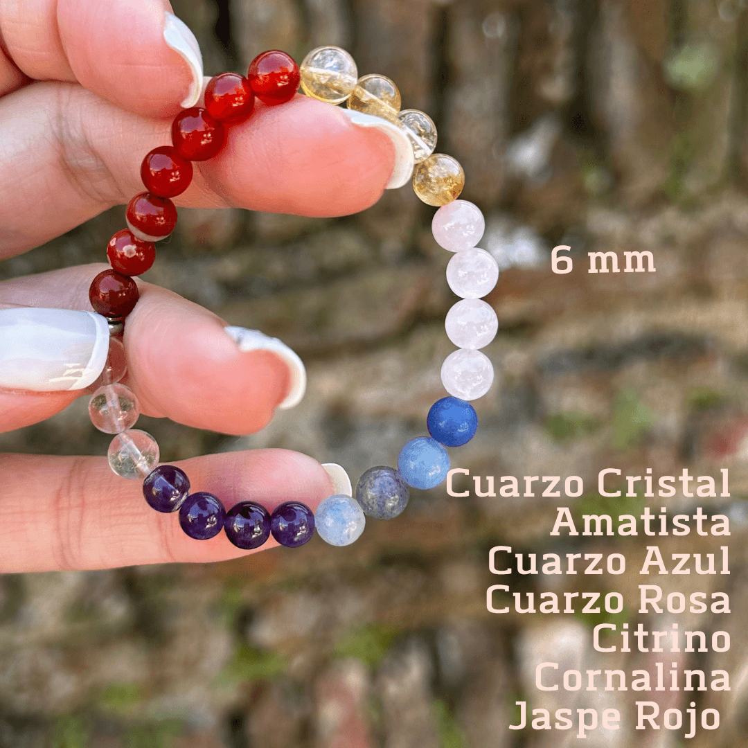 Pulsera 7 Chakras cuarzo 6mm variante 2