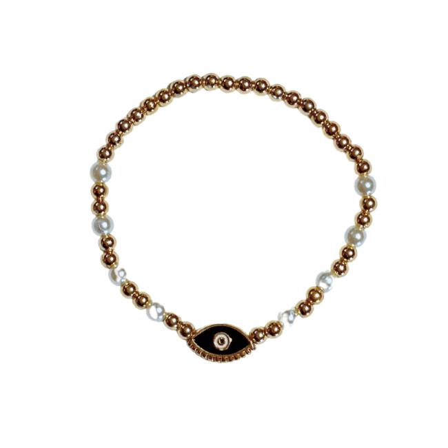 Pulsera Ojo Turco esferas doradas
