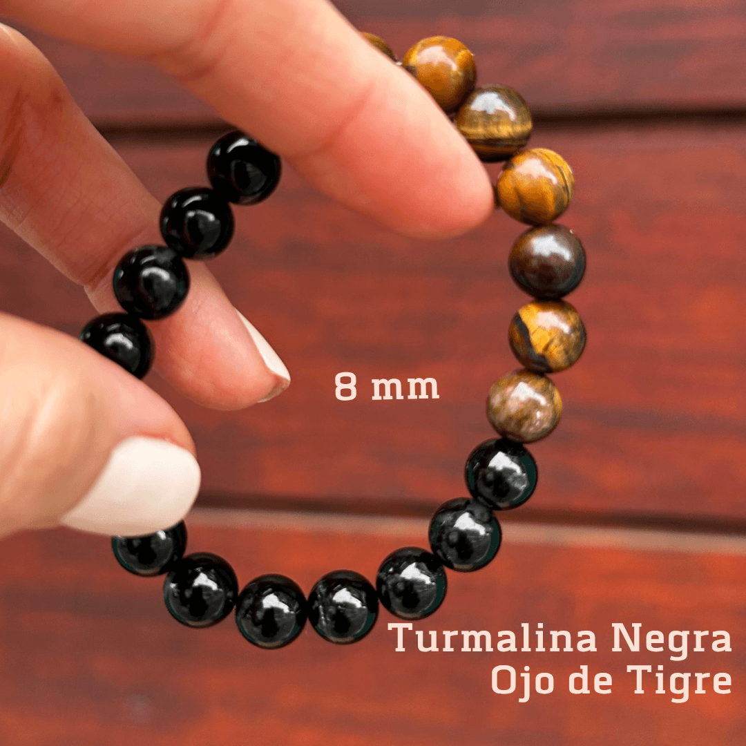 Pulsera Ojo de Tigre con Turmalina 8mm