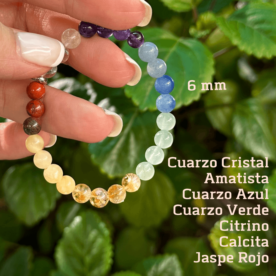 Pulsera 7 Chakras cuarzo 6mm variante 1