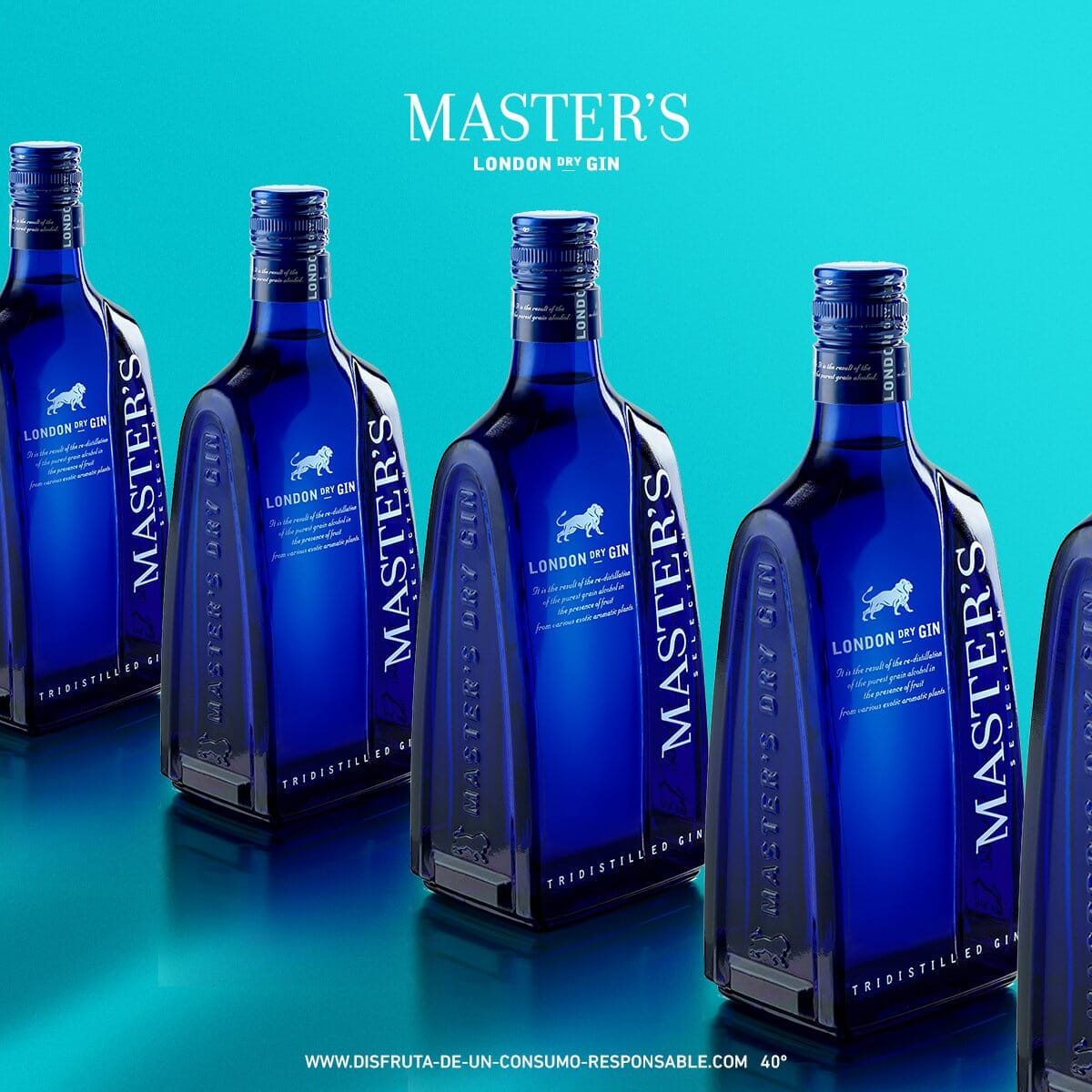 Master`s Gin Master`s Pack X4 Botellas 700 Ml + Copas Trex