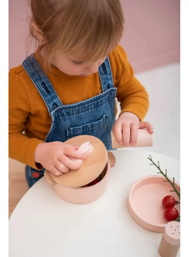 Juego Sartenes Ollas Set Cocina Madera Trixie Infantil Tx