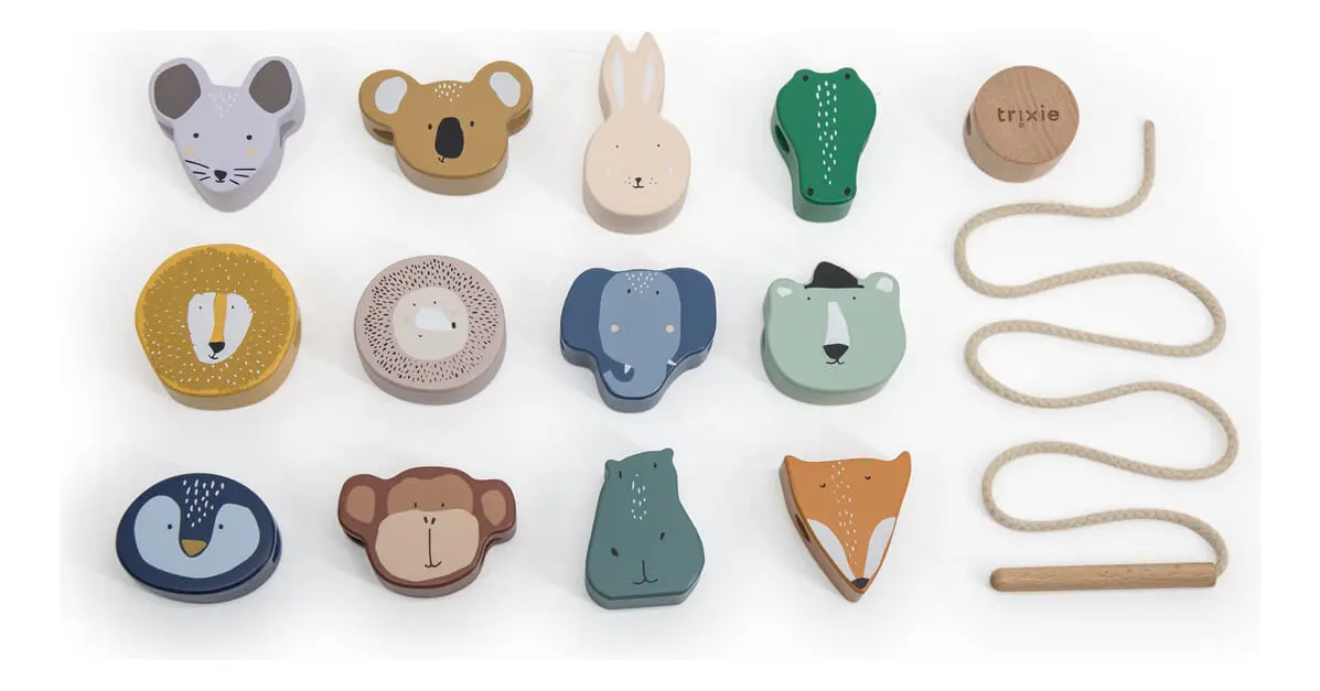 Cuenta Enhebrar Animales Madera Trixie Animales Calidad Tx