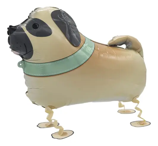 Globo Metalico Deco Perro Pug Caminante 54x96cm Riethmueller