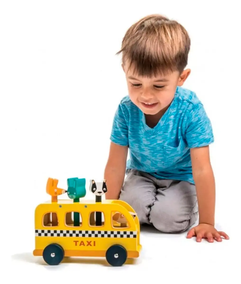 Juguete Taxi Con Animales Tender Leaf Madera Infantil Trex