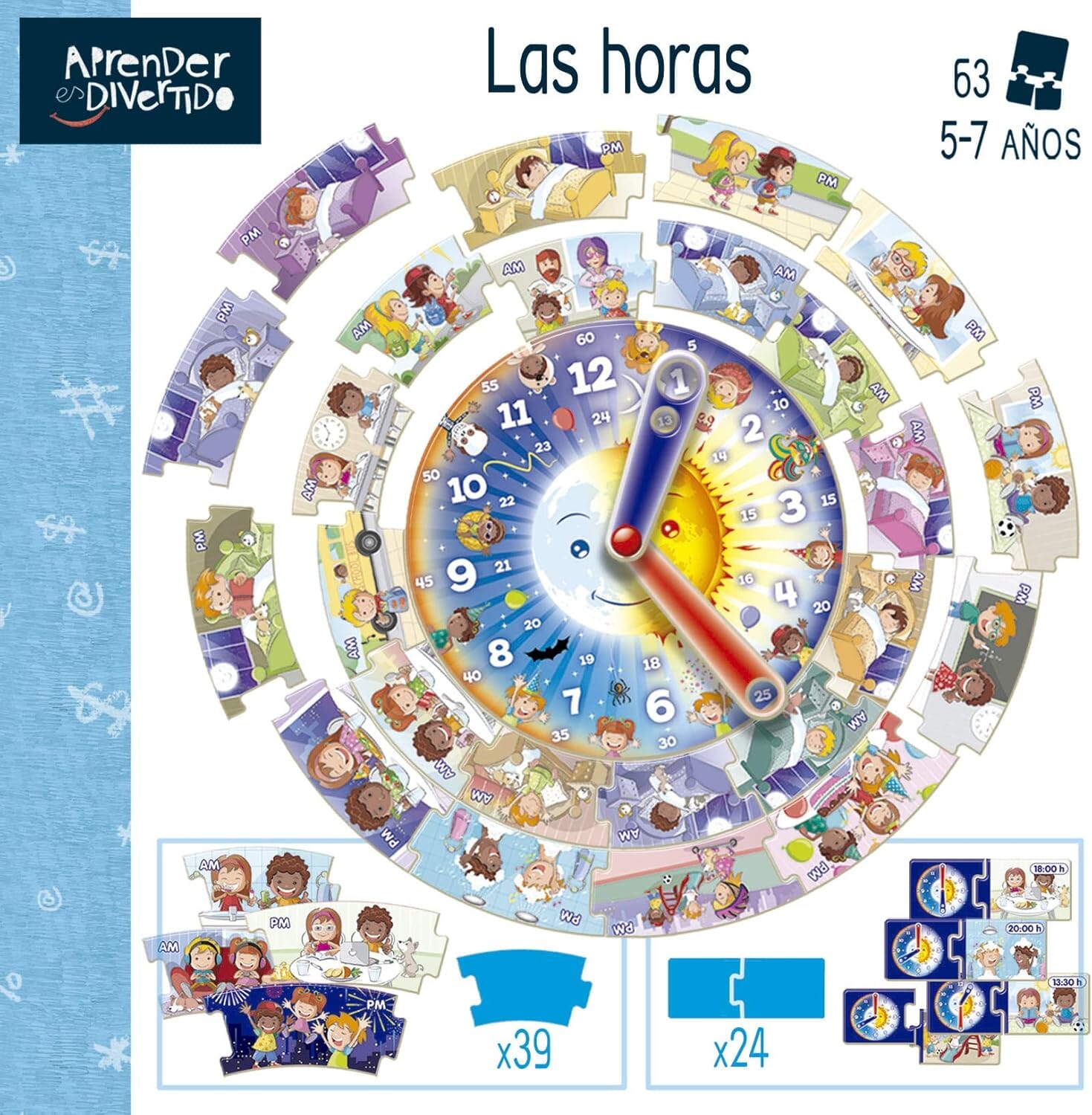 Juego Aprende Las Horas Puzzle Circular Y Actividades Educa Niños 5-7 Años