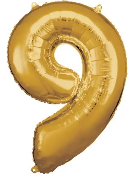 Globo Grande Numeros Dorados 86cm 0 Al 9 Fiesta Riethmueller