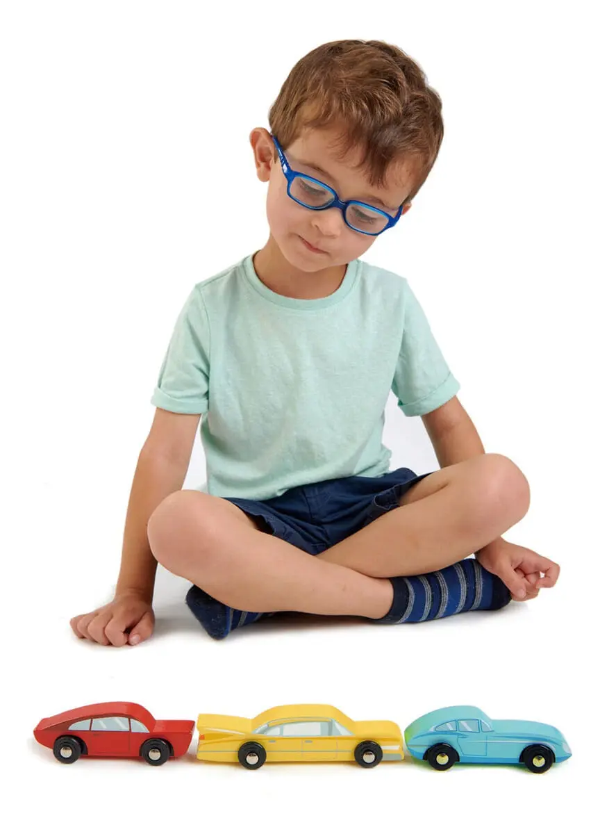 Juguete Set X3 Autos Tender Leaf Toy Retro De Madera Trex