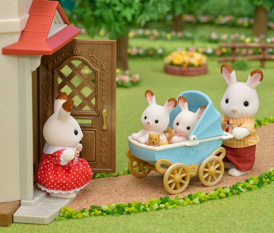 Sylvanian Families Gemelos Conejos Chocolate + Coche Juguete