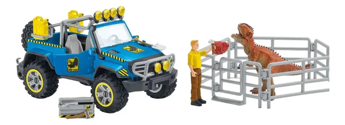 Figura Coleccionable Schleich Vehiculo Todoterreno Con Dinos