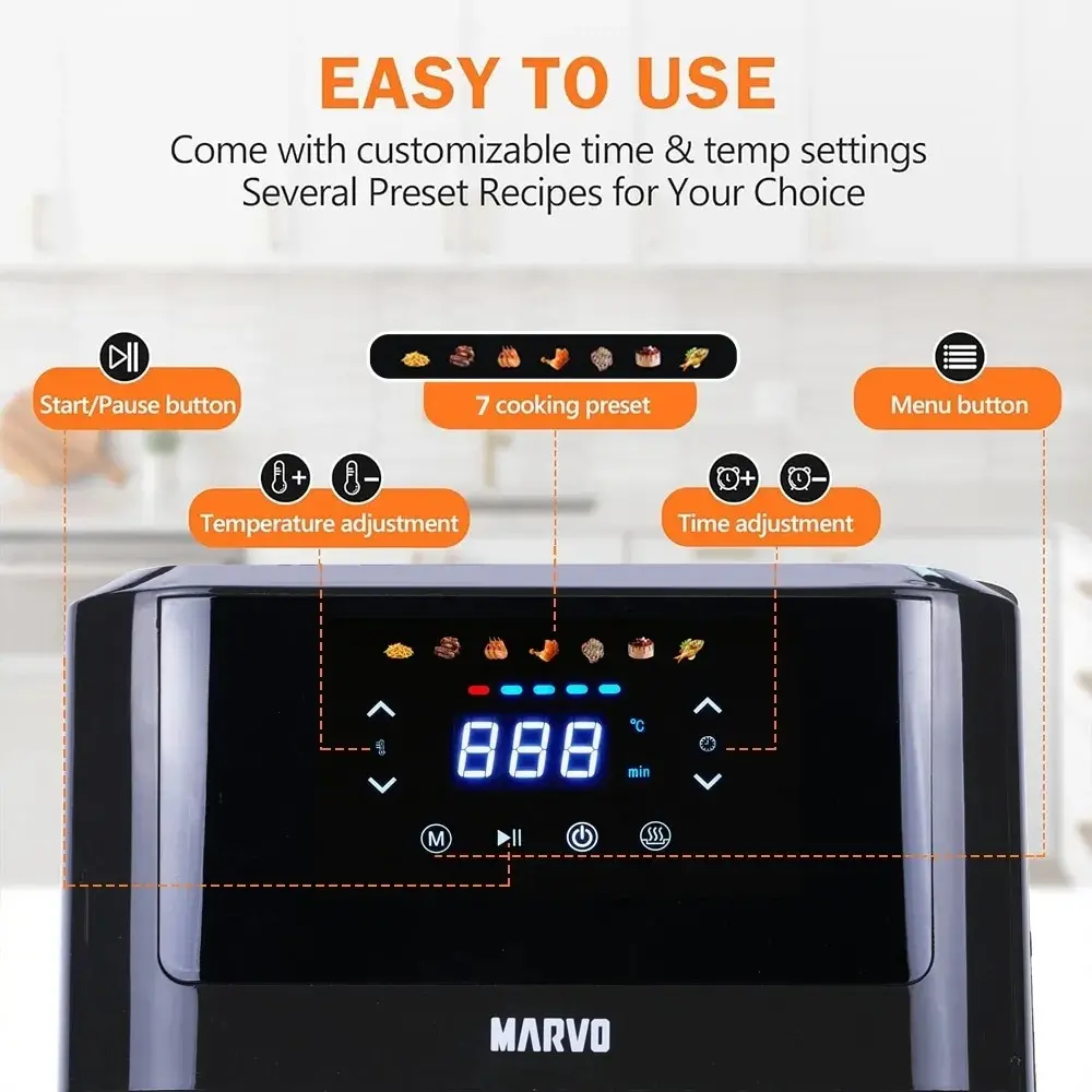 Freidora Sin Aceite Marvo Panel Tactil 8l Air Fryer 1800w Tx
