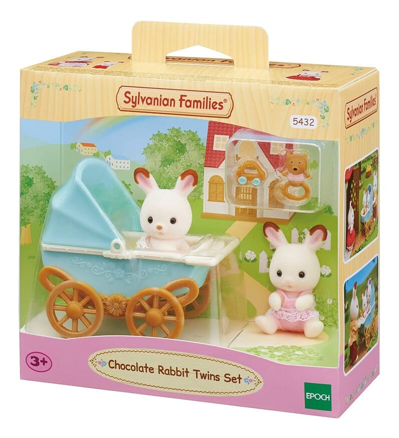 Sylvanian Families Gemelos Conejos Chocolate + Coche Juguete