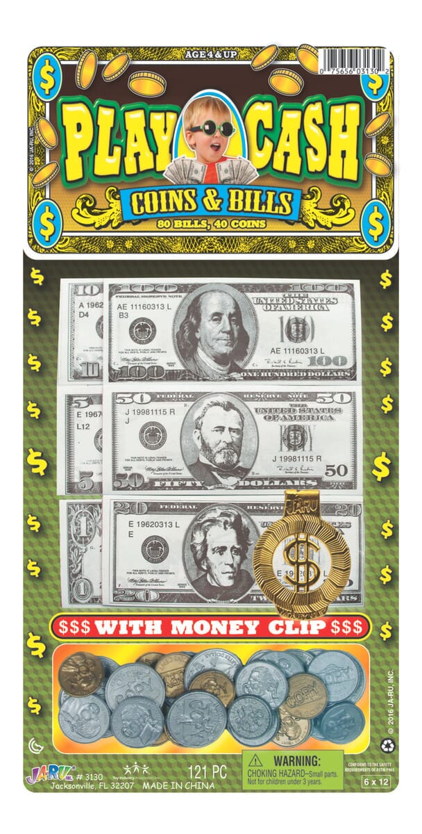 Set Billetes Y Monedas De Juguete Falsos Dolares Ja Ru Trex