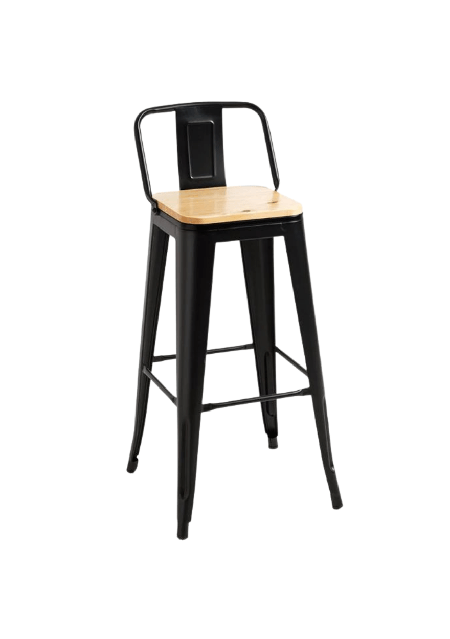 Taburete Tolix asiento de madera